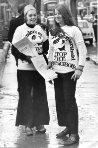 Anti-apartheid members handing out leaflets